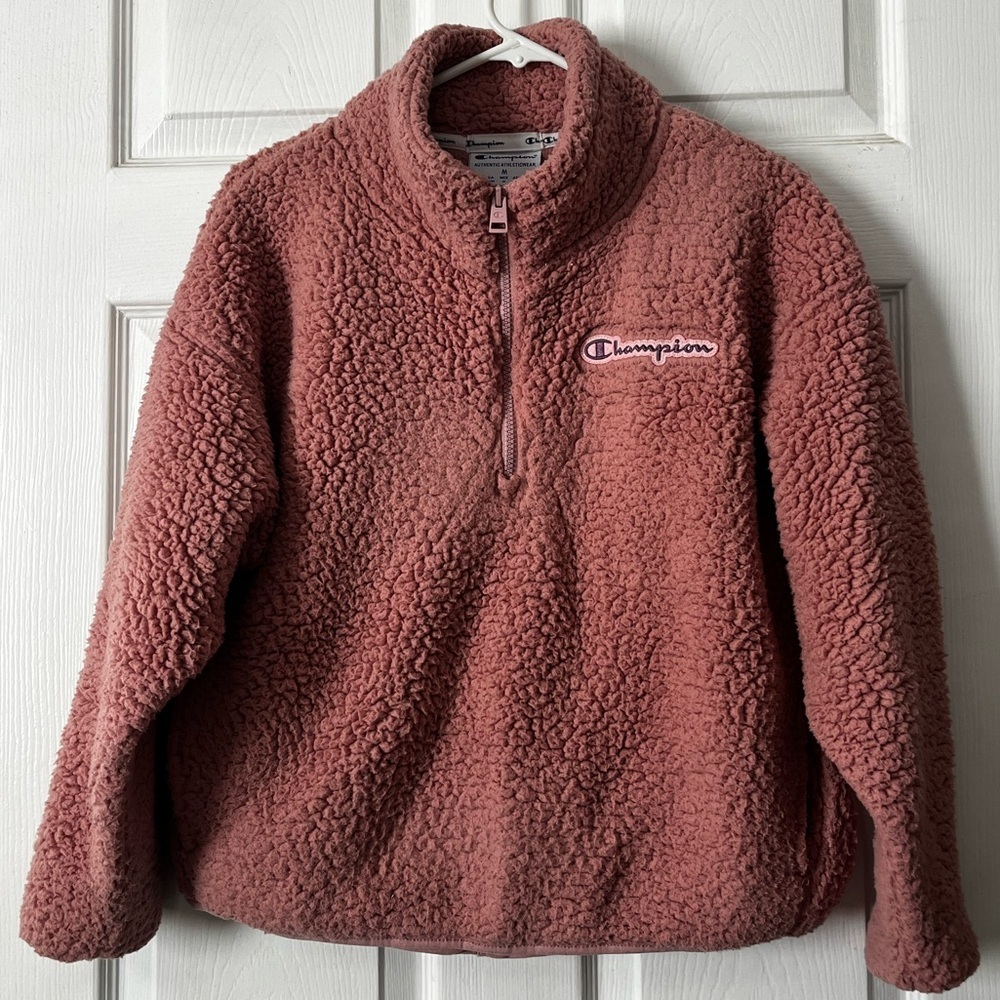Champion Sherpa Half-Zip Jacket in Dusty Rose